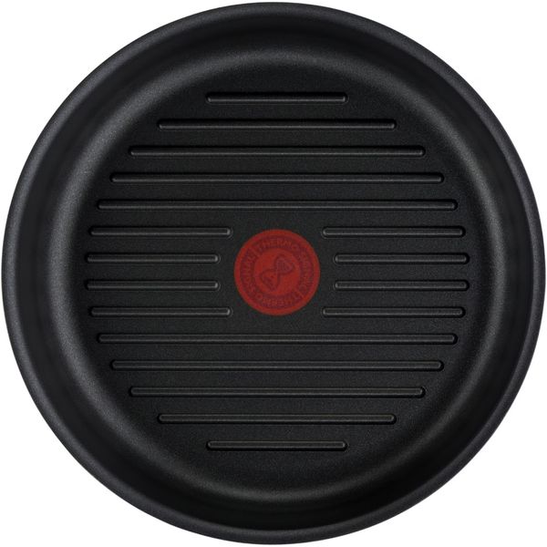 Tigaie grill Tefal Ingenio Unlimited L8584074, 26cm, inducție, &icirc;nveliș antiaderent, indicator Thermo-Signal, negru