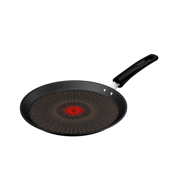 Tigaie pentru clatite Tefal Excellence+ G3303802, 25 cm, invelis antiaderent, tehnologie FUSIONCORE, Thermo-Signal&trade;, maner nituit, aluminiu, inductie, negru