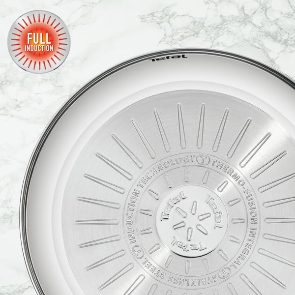 Tigaie Tefal Intuition B8170444 de 24 cm, indicator Thermo-Signal&trade;, inducție, &icirc;nveliș antiaderent, exterior inox