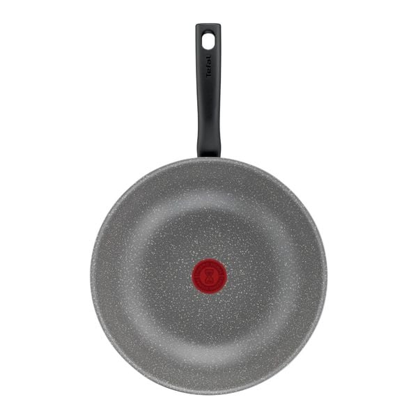 Tigaie wok Tefal Cook Natural B5791902, 28 cm, invelis antiaderent Mineralia, indicator Thermo-Signal&trade;, gri