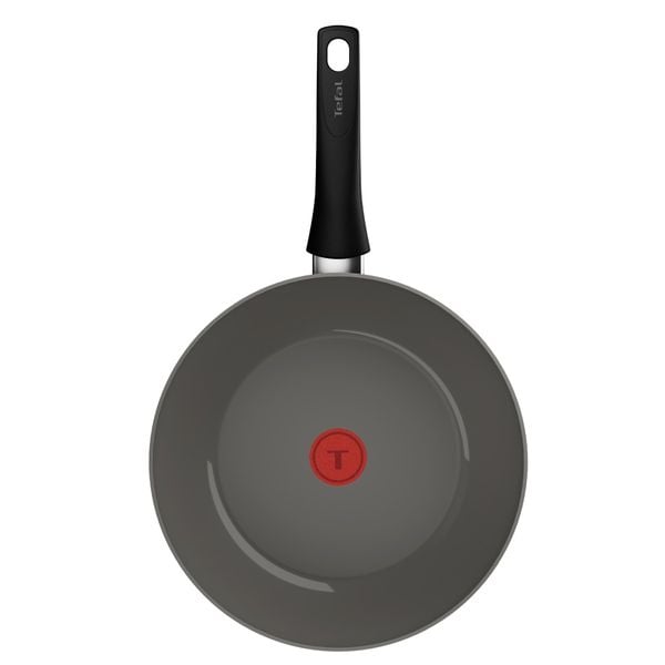 Tigaie wok Tefal Renewal Ceramic G0171902, 28 cm, aluminiu, invelis ceramic antiaderent Inoceram, Thermo-Signal™, inductie, gri