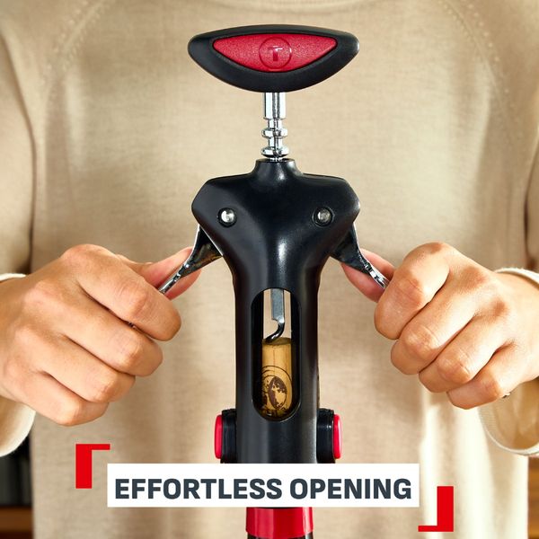 Tirbuson vin Tefal Ingenio K1981034, inox, accesoriu pentru taiat folia, negru & rosu Tirbuson vin Tefal Ingenio K1981034, inox, accesoriu pentru taiat folia, negru & rosu