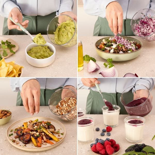 Tocator manual Tefal 5-Second K4330104, 3 lame din inox, mecanism de blocare, baza anti-alunecare, verde