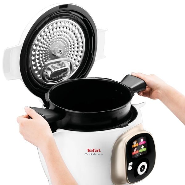 Vas de gătit Tefal XA605011, compatibil cu aparatele de gătit multicooker Tefal Cook4me CY85xx 6 L, &icirc;nveliș antiaderent, compatibil cu mașina de spălat vase, negru & gri