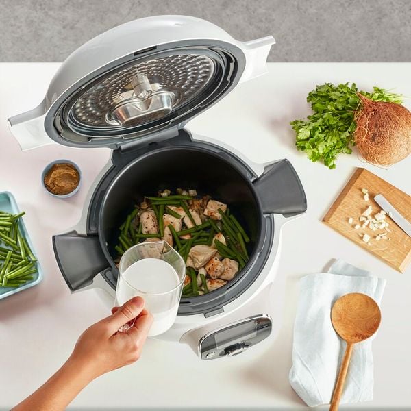 Vas de gătit Tefal XA605011, compatibil cu aparatele de gătit multicooker Tefal Cook4me CY85xx 6 L, &icirc;nveliș antiaderent, compatibil cu mașina de spălat vase, negru & gri