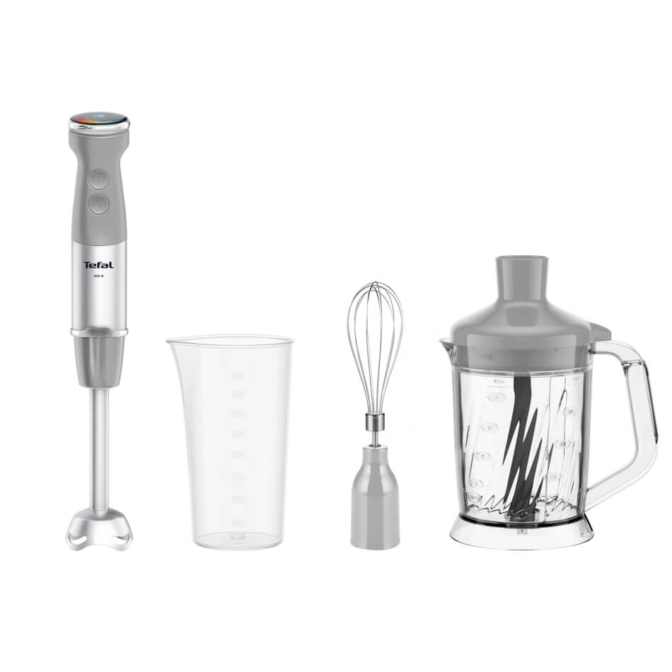 Blender vertical Tefal Quickchef+ HB67MB30, 1000W, 20 trepte de viteza si functie Turbo, inox, 4 lame, gri & argintiu