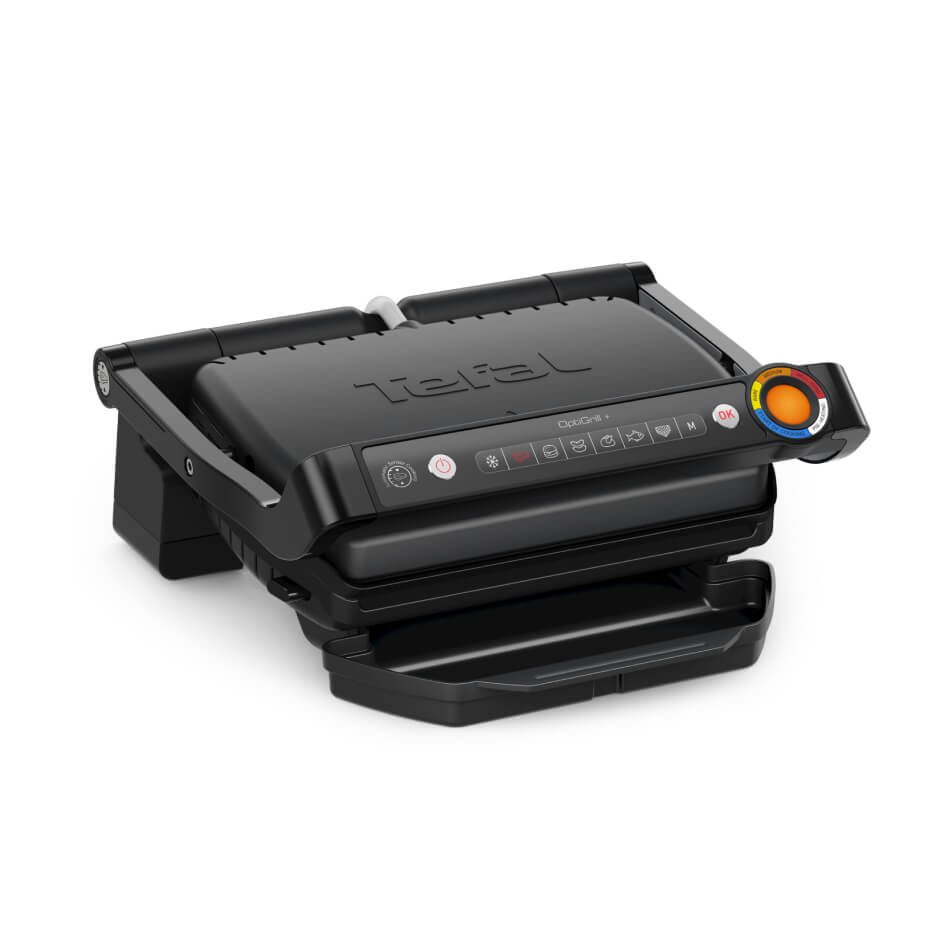 Gratar electric Tefal Optigrill+ GC717810, 2000W, 6 programe automate, placi de 30 x 20 cm detasabile, mod auto si manual, negru