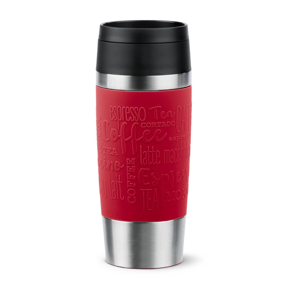 Termos Tefal Travel Mug Classic N2020410, inox, 0.36 L, 100% etans, functie Quick Press, argintiu & rosu