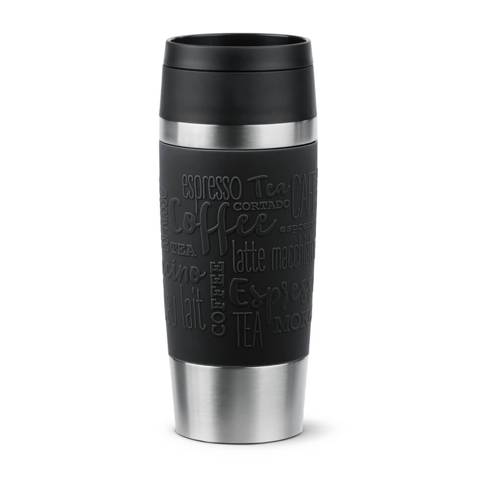 Termos Tefal Travel Mug Classic N2022010, inox, 0.5 L, 100% etans, functie Quick Press, argintiu & negru