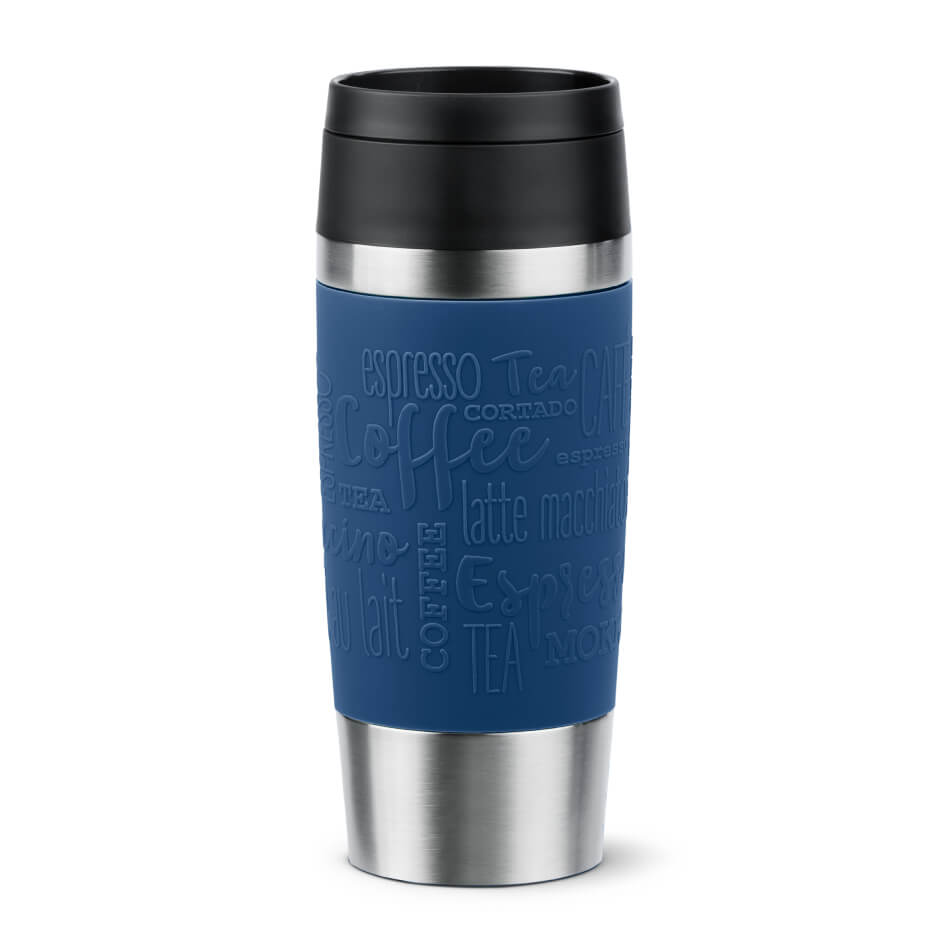Termos Tefal Travel Mug Classic N2020310, inox, 0.36 L, 100% etans, functie Quick Press, argintiu & albastru