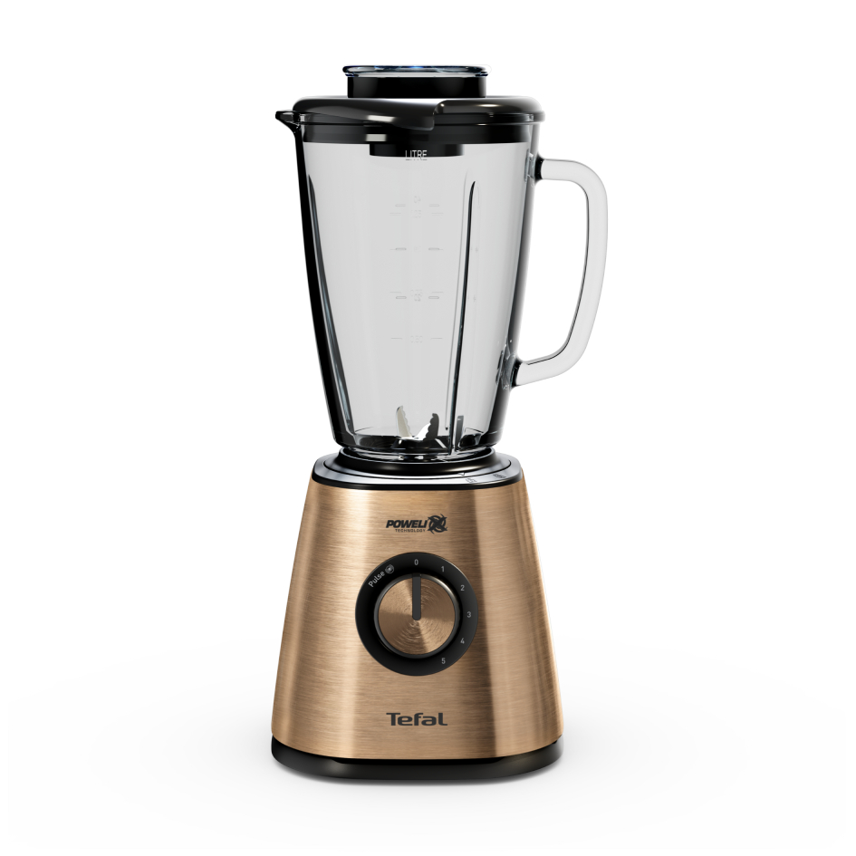 Blender Tefal Blendforce Coppertinto BL439G10, 800W, 1.25 L, Tehnologie Powelix, recipient din sticla termo-rezistent, lame detasabile, functie zdr