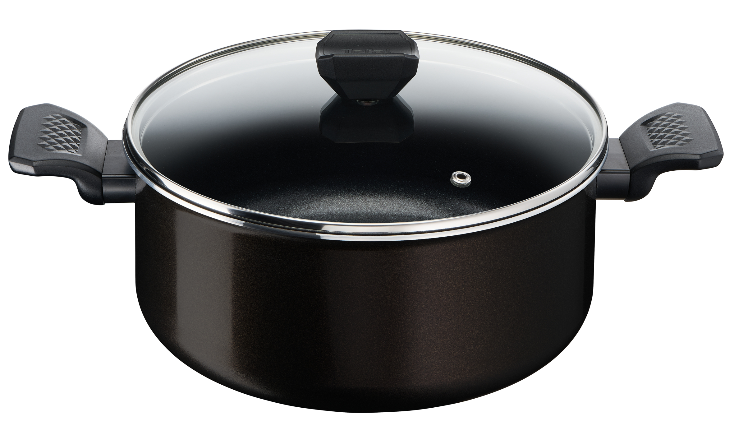 Oala cu capac Simply Clean B5674653, 24 cm, invelis antiaderent 100% sigur, Thermo-Signal™, baza Diffusion+, 4.5 L, aluminiu, negru