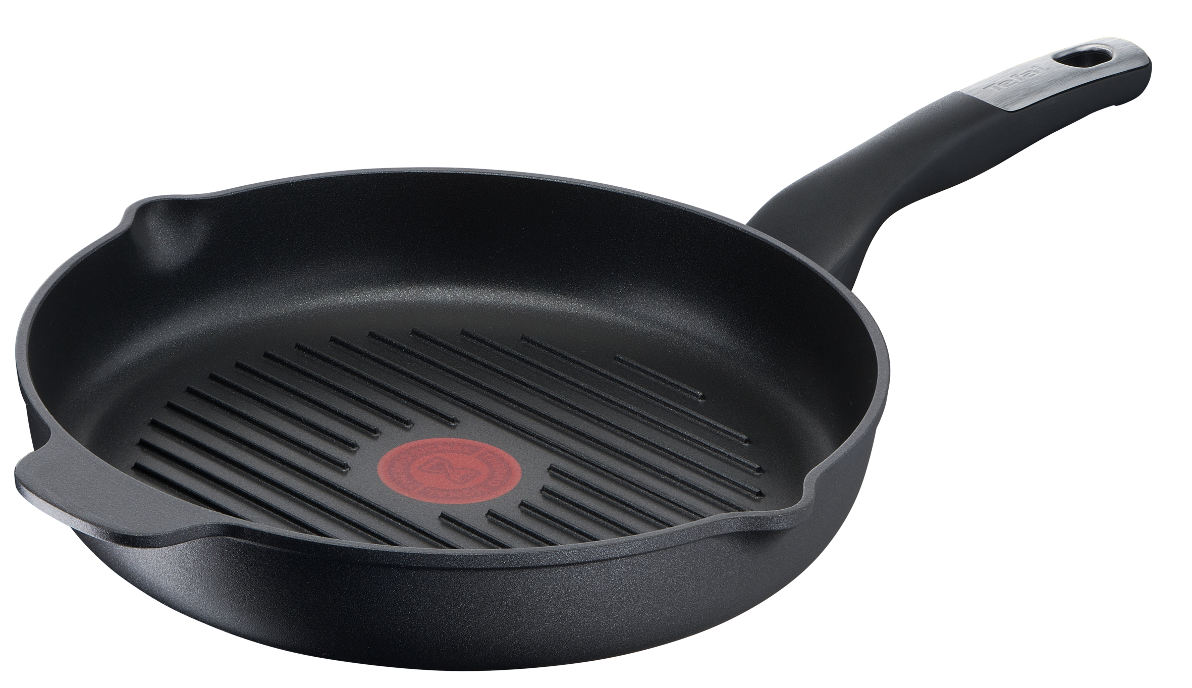Tigaie grill 26 cm Unlimited Tefal E2294074, invelis antiaderent 100% sigur, Titanium Anti-Scratch, Thermo-Signal™, baza Thermo-Fusion™, alumin