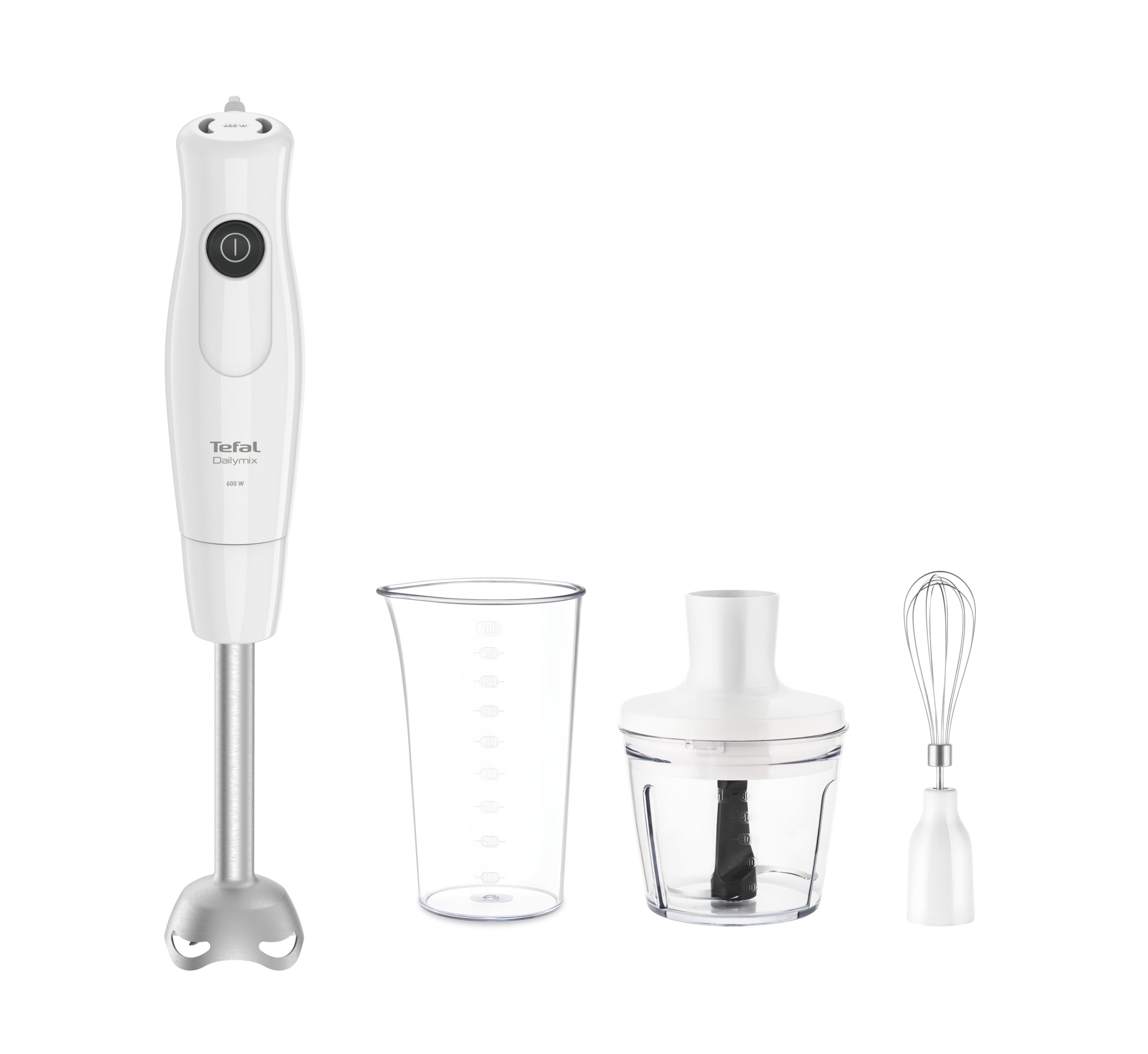 Blender vertical DailyMix HB533138, 600 W, o treapta de viteza, tocator 0.5 L, tel, protectie antistropire, maner ergonomic, recipient 0.8 L, alb