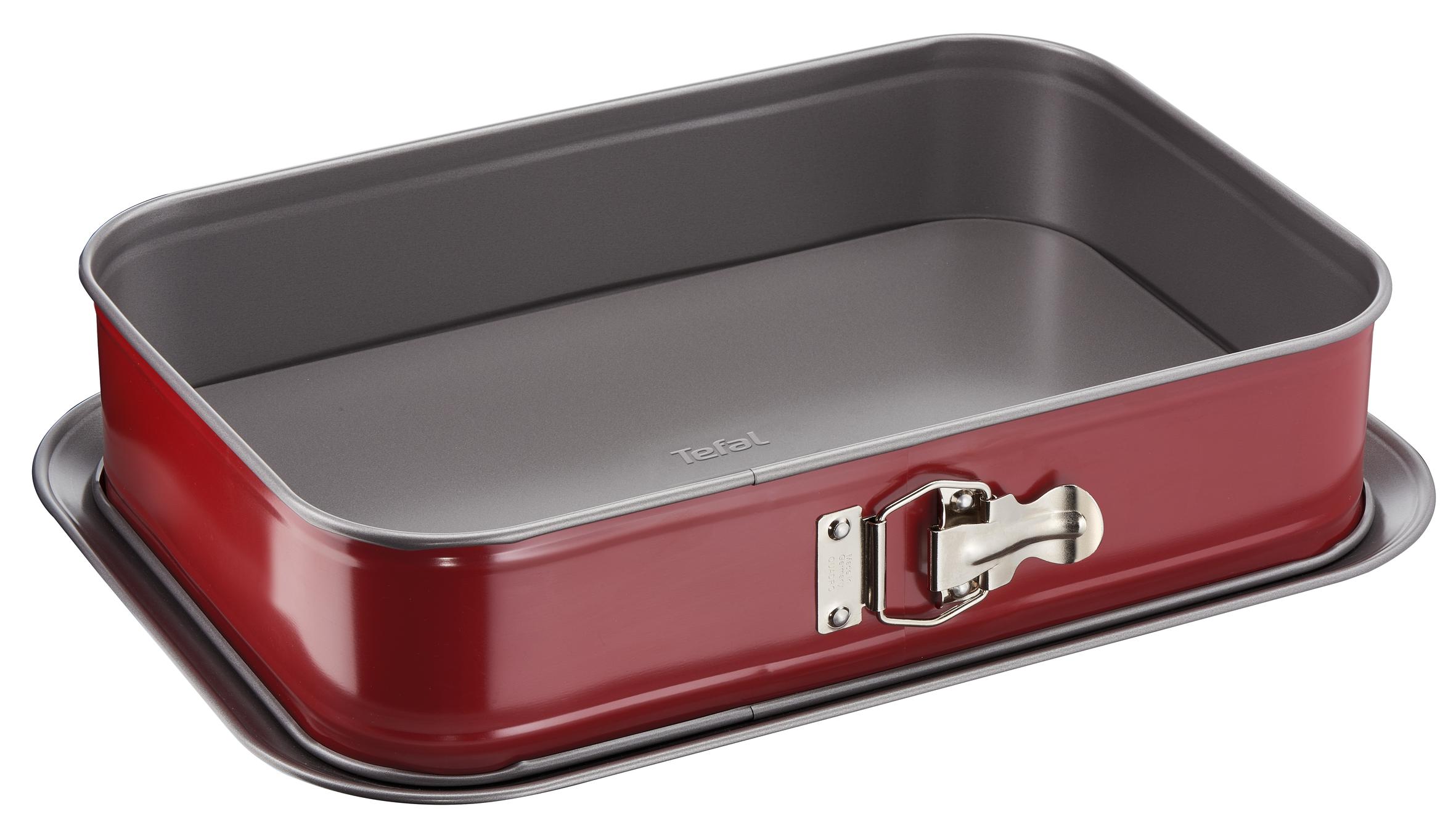 Forma de copt DeliBake J1640574, antiaderenta, margine detasabila, 36 x 24 cm, otel carbon, rosu
