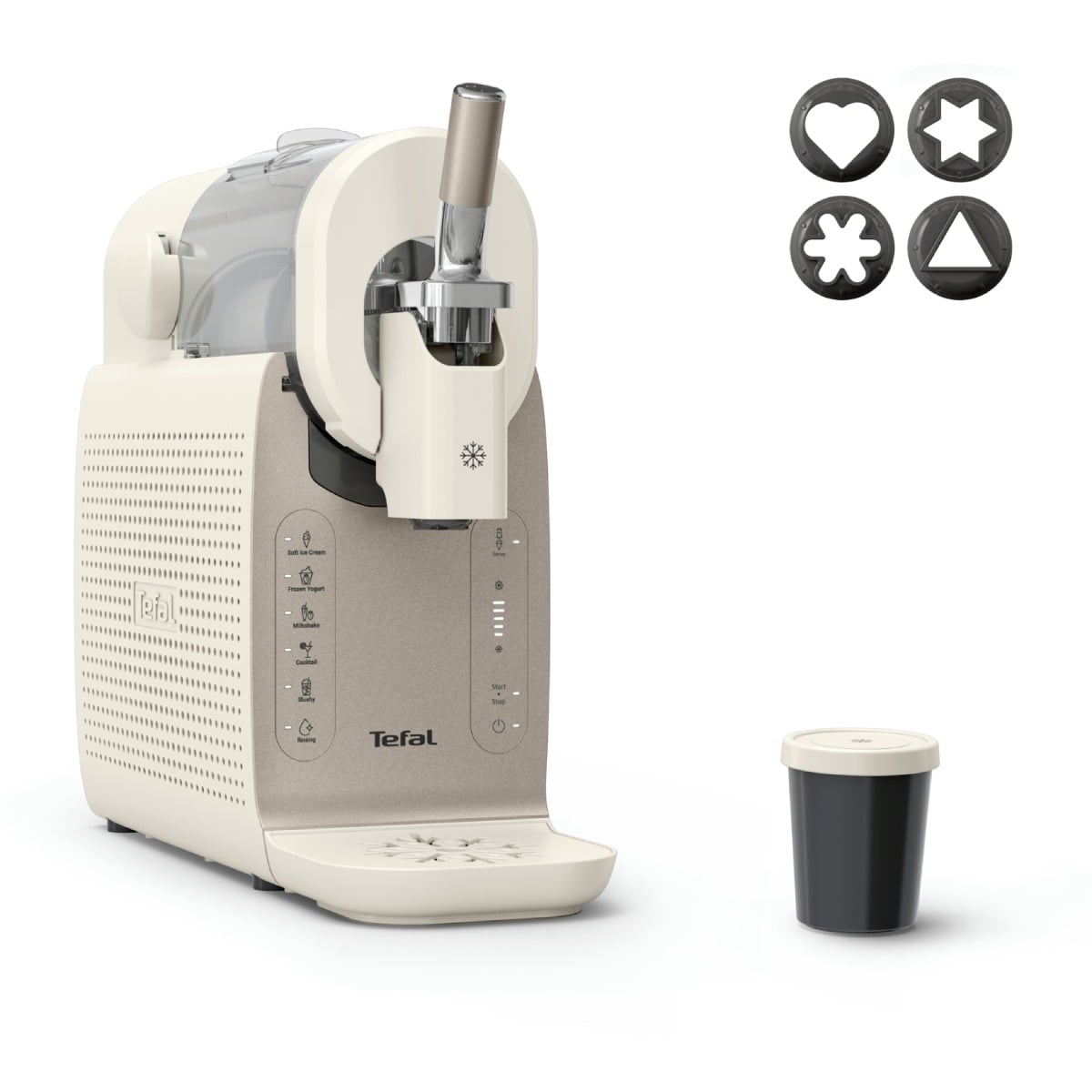 Aparat pentru deserturi reci Tefal Freezi IG803AE0, 200 W, 1.4 L, 5 programe automate, nivel redus de zgomot, pana la 10 portii, crem