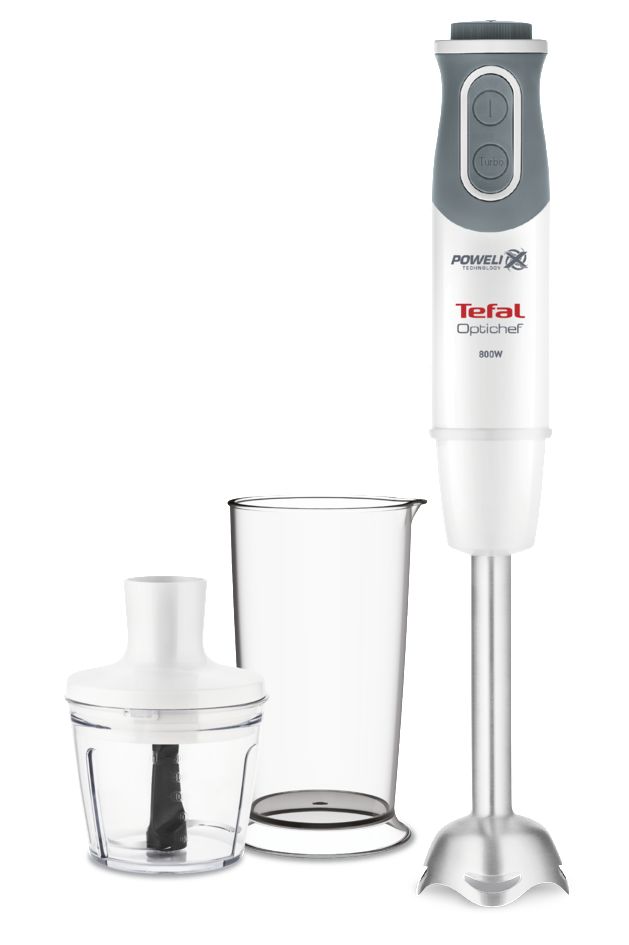 Blender vertical OptiChef 2 in 1 HB641138, 800 W, Tehnologie Powelix, 10 viteze, tocator 0,5l, pahar 0,8l, functie Turbo, alb