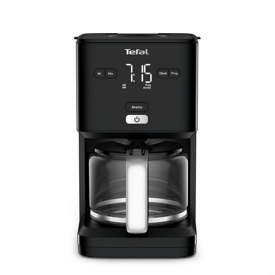 Cafetiera TEFAL Smart'n Light CM600810, 1000W, ecran digital, capacitate 1.25L, functie auto OFF, sistem antipicurare, carafa sticla, functie mentiner