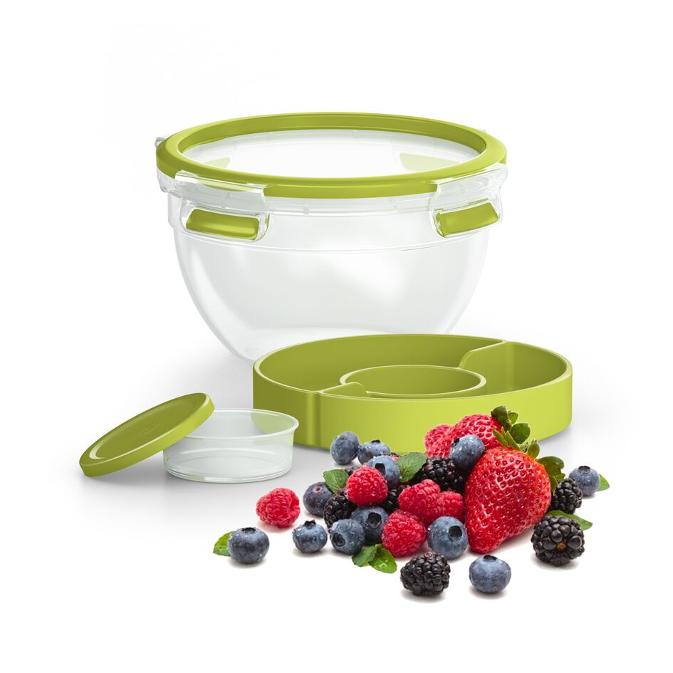 Caserola MasterSeal to Go pentru salata  K3100112,  plastic, capac cu inchidere etans, 1l, transparent si verde