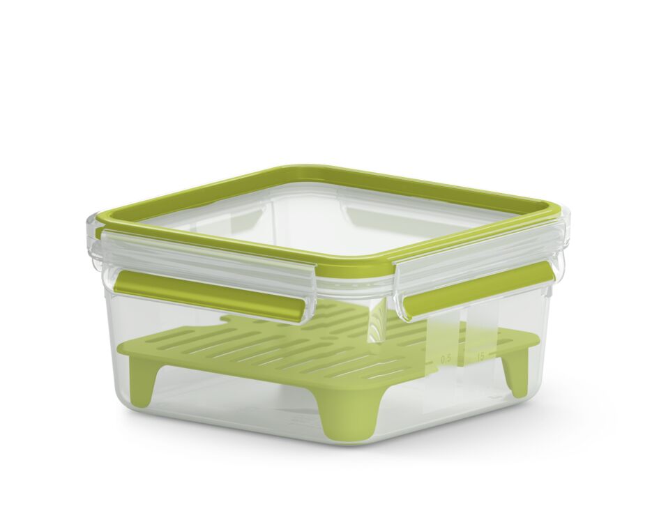 Caserola MasterSeal ToGo 1,3 L N1071710, plastic, accesoriu detasabil inclus, 100% inchidere etansa, verde / translucid