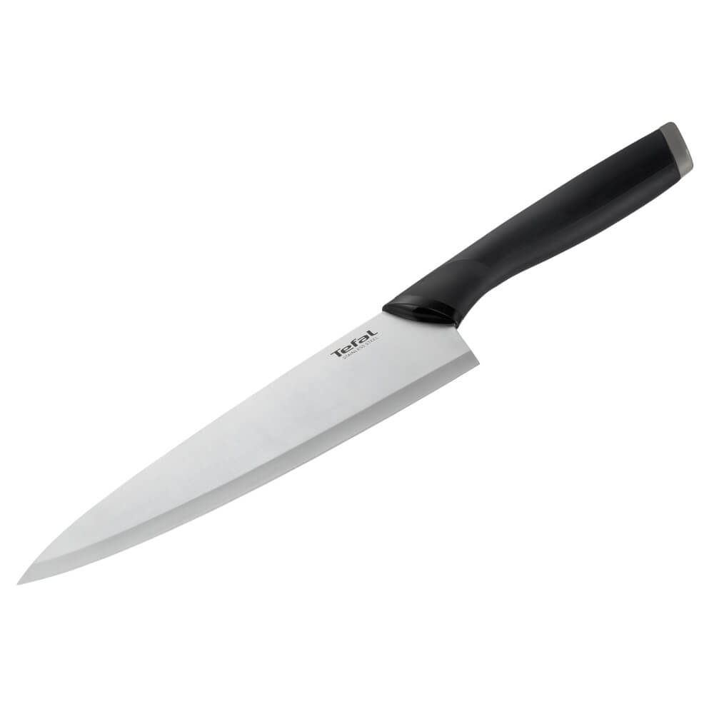 Cutitul bucatarului Tefal Comfort K2213244, 20 cm, lama inox, maner ergonomic, argintiu & negru