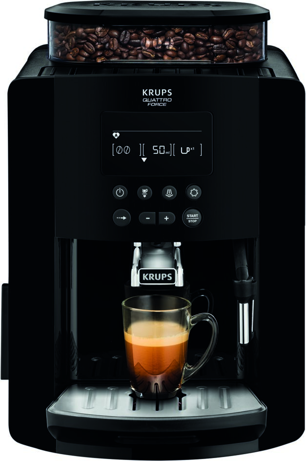 Espressor automat Krups Happy Arabica EA817010, ecran LCD, 15 bari, rezervor boabe 260g, rezervor apa 1.7L, rasnita 3 nivele, duza abur, funct