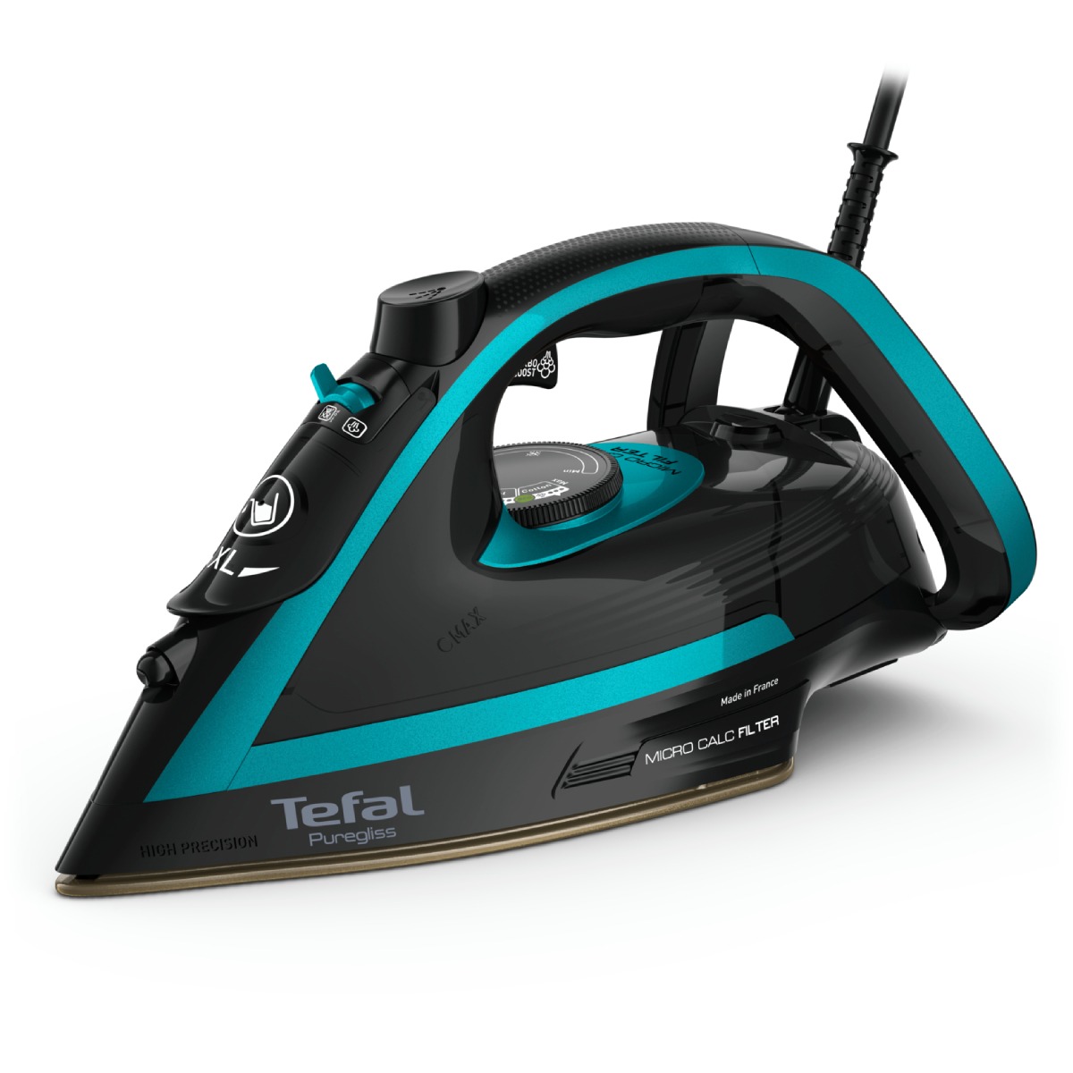 Fier de calcat cu abur Puregliss Tefal FV8066E0, 3000 W, incalzire rapida, 50 g/min de abur continuu, jet abur 280 g/min , Mod standby, Tehnologi