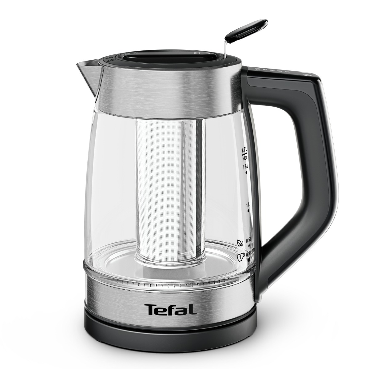 Fierbator de apa Tefal Element BJ760DE0, 2200 W, 1.7 L, 5 trepte temperatura, indicator luminos temperatura, infuzor pentru ceai, baza rotativa, argin