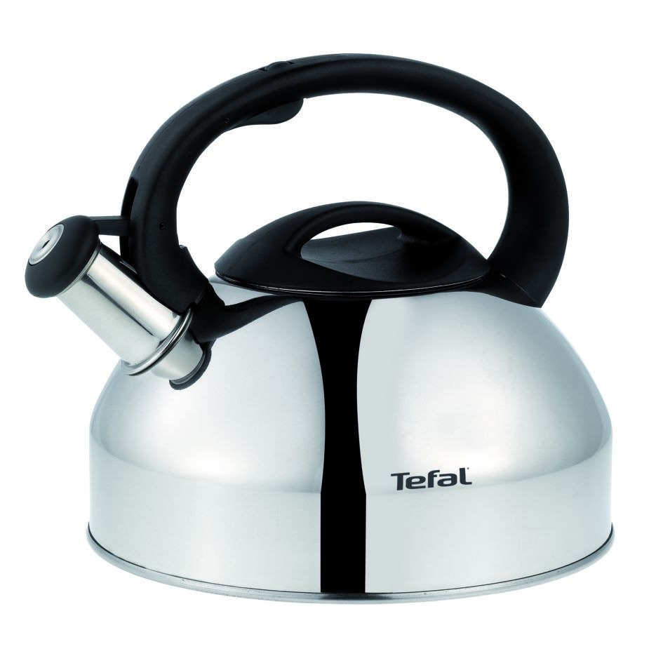 Fierbator manual cu fluier Tefal C7922024, 3 litri, maner ergonomic, otel inoxidabil, argintiu & negru