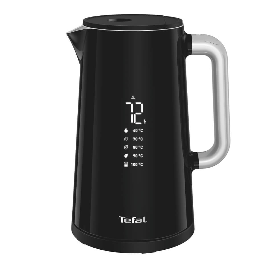 Fierbator Tefal Smart'n Light KO851830, 1800W, ecran digital, capacitate 1.7L, 5 trepte temperatura, baza rotativa, interior inox, negru