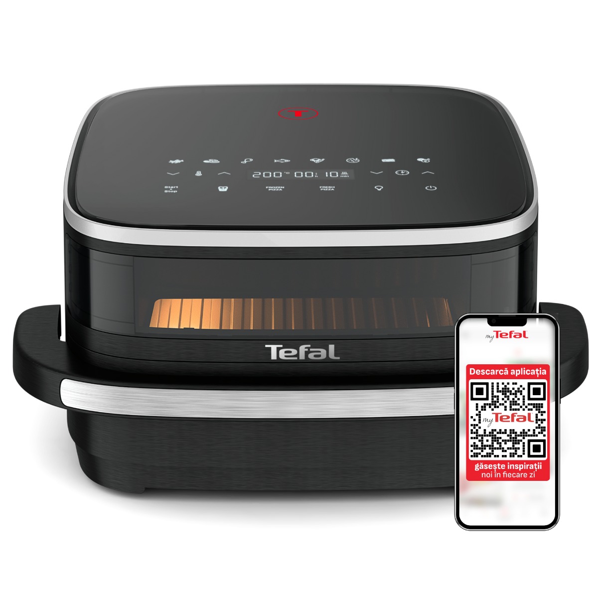 Friteuza cu aer cald Tefal Easy Fry XL Surface FW4018E0, 2200 W, 4 L - Air fryer cu 8 programe automate, tehnologie Extra-Crisp, temperatura ajustabil
