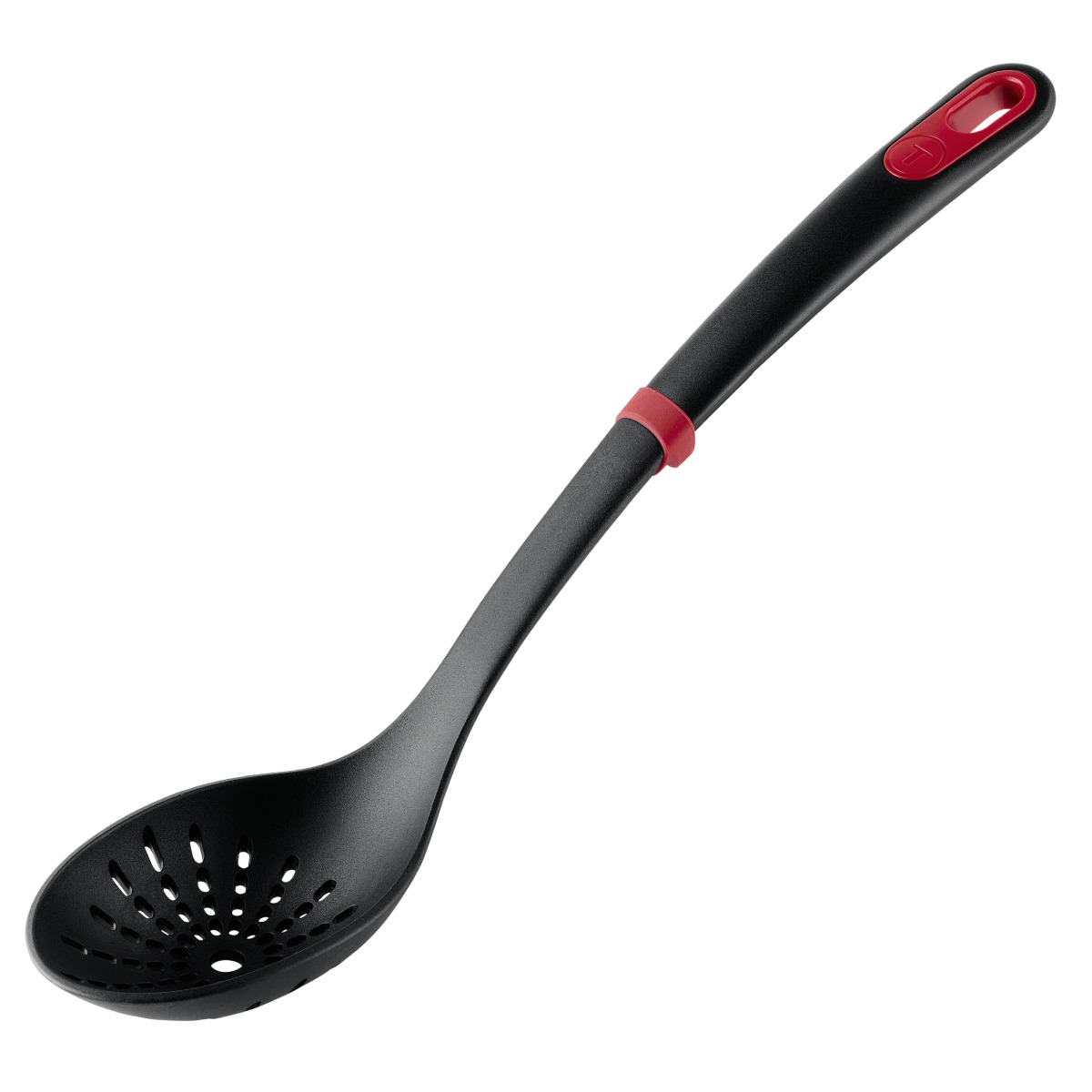 Lingura pentru strecurat Tefal Ingenio K1980634, rezistenta la temperaturi inalte, compatibilitate cu masina de spalat vase, plastic, negru & rosu