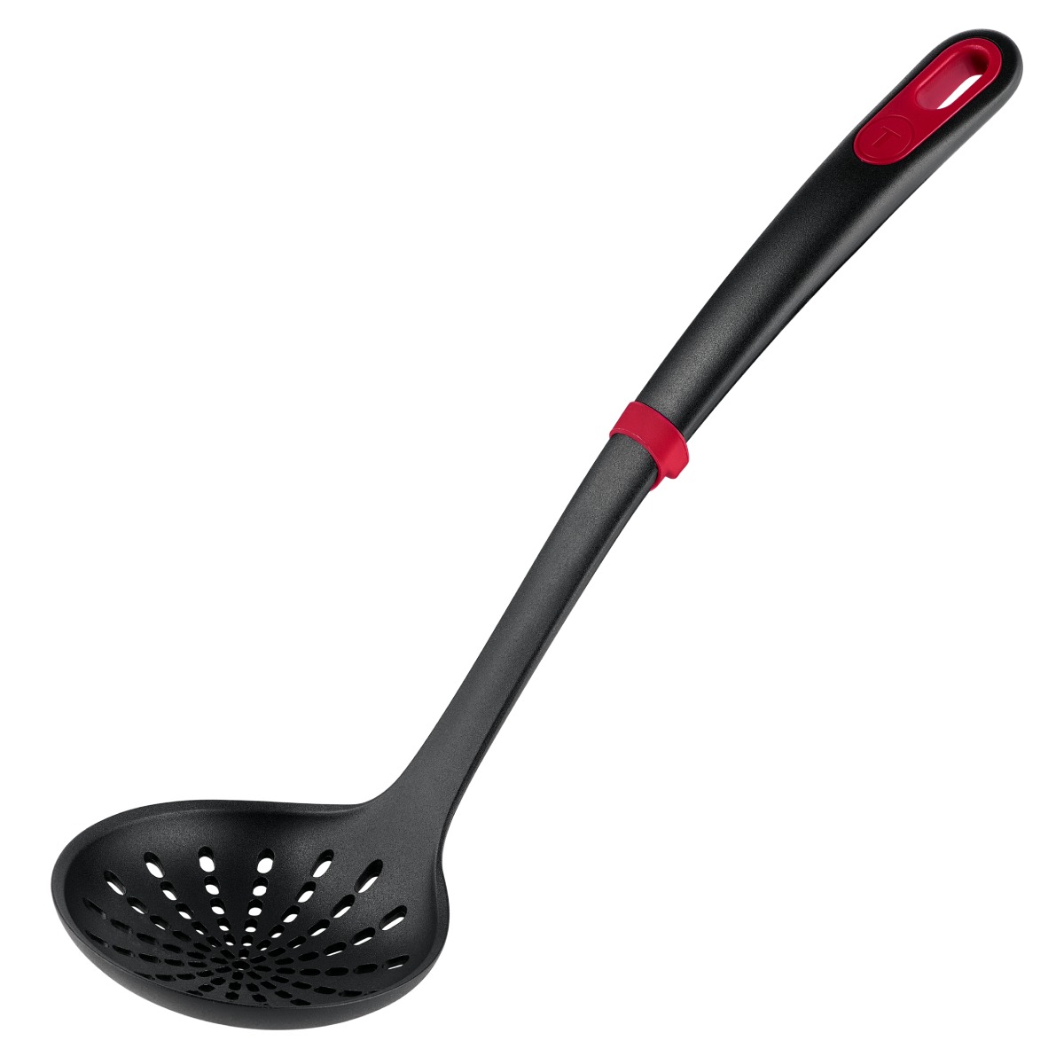 Lingura pentru strecurat Tefal Ingenio+ K1984334, rezistenta la temperaturi inalte, compatibilitate cu masina de spalat vase, plastic, negru & rosu