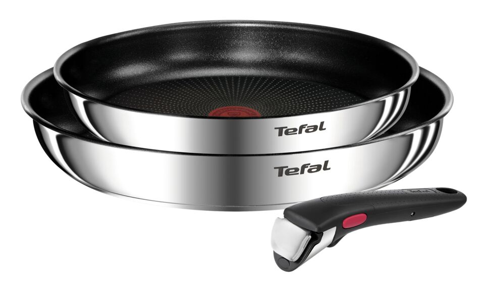 Set 3 piese TEFAL Ingenio Emotion L897S374, inductie (2 tigai 24 cm & 28 cm, 1 maner detasabil ), Tehnologia Thermo-Signal, inox