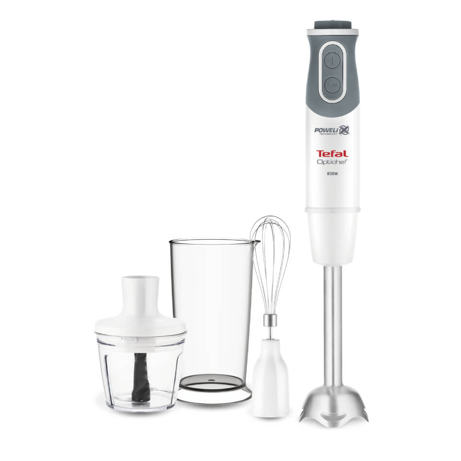 Blender vertical Tefal Optichef HB643138, 800W, pahar 800 ml, tocator 500 ml, tel, functie pulse, functie turbo, lame Powelix, 20 trepte de viteza