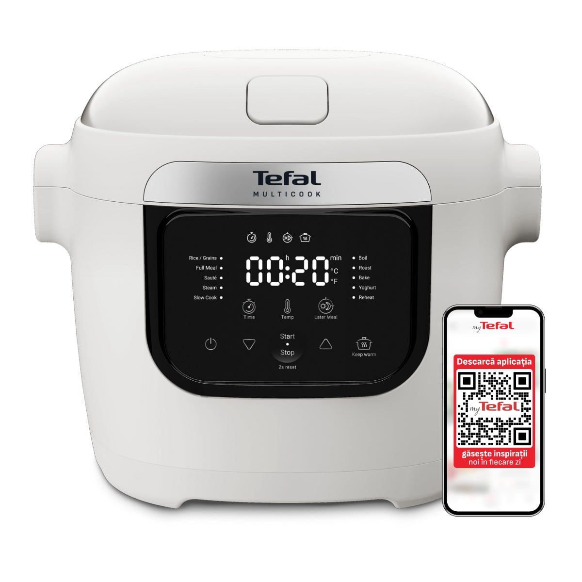 Multicooker Tefal Multicook Basic MY700BF0, 700W, 6 L, 10 programe de gatire, temperatura ajustabila, functie pastrare la cald, bol cu 2 manere,