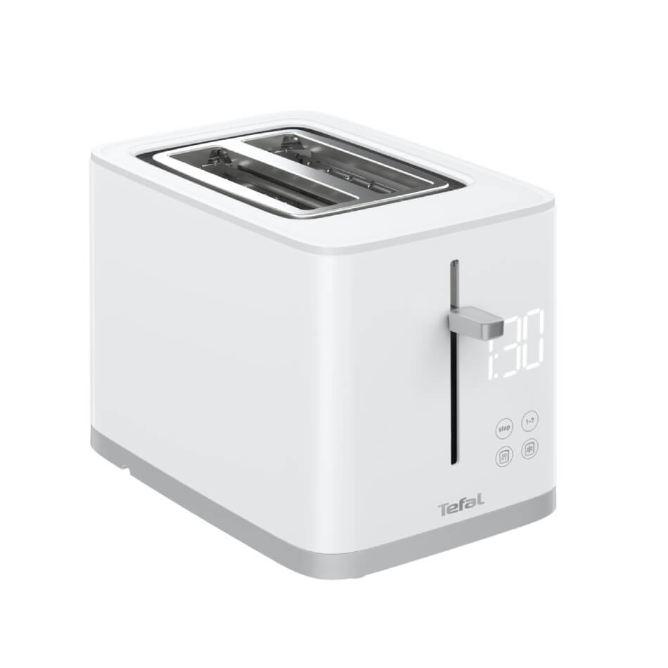 Prajitor de paine Tefal Sense TT693110, 850W, 4 functii dedicate, 7 trepte de rumenire, fante cu latime variabila, tava firimituri, alb