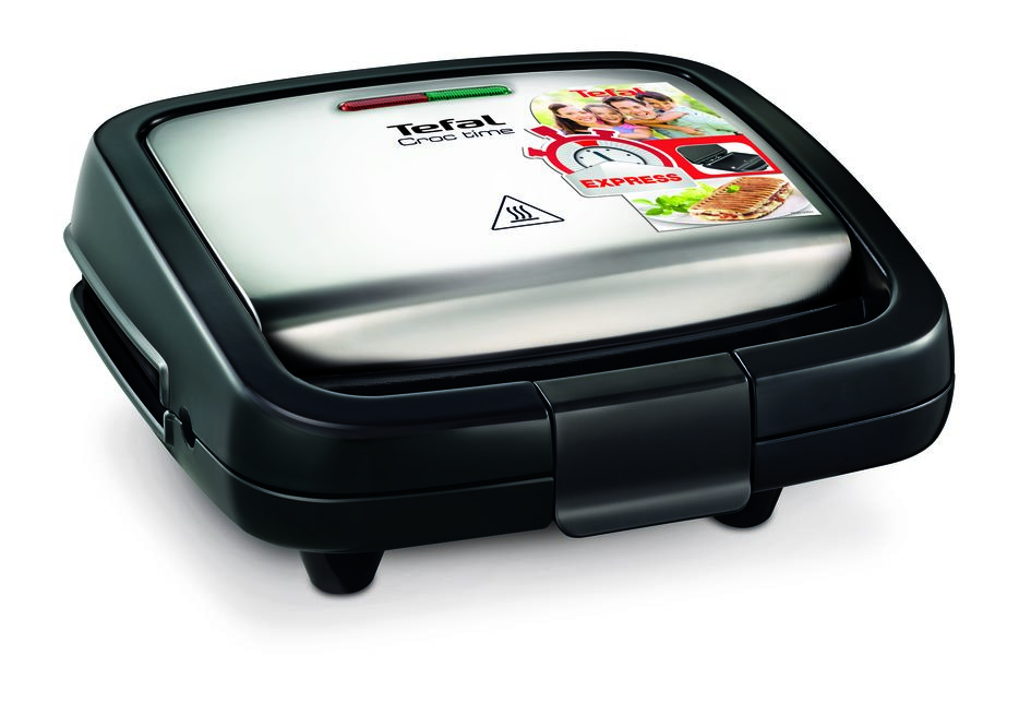Sandwich maker Tefal Croc Time SM193D34, 700W, înveliș antiaderent, gri & negru