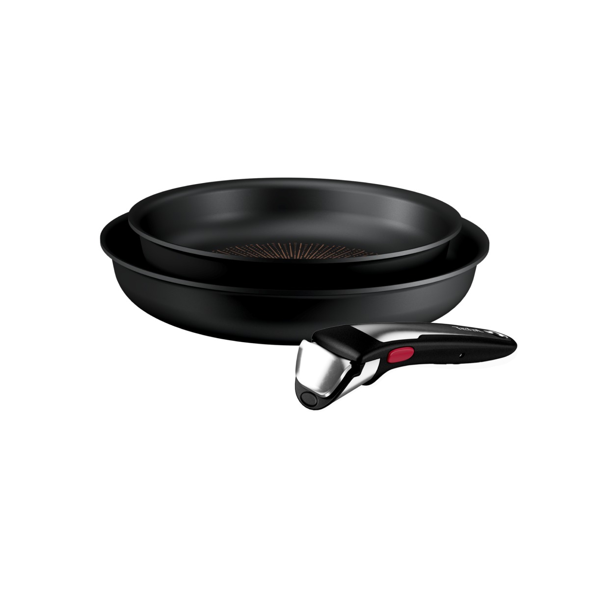 Set 3 piese Tefal Ingenio Excellence+ P0009653, tigaie de 22/26 cm, maner detasabil, tehnologie FUSIONCORE, Thermo-Signal™, invelis antiaderent, alu