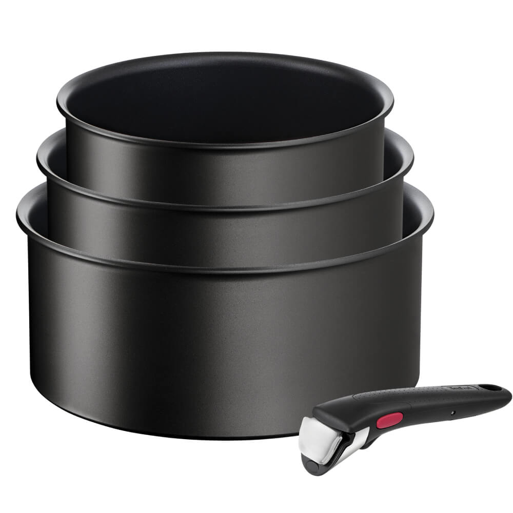 Set de 4 piese Tefal Ingenio Eco Resist L3979202, cratita de 16/18/20 cm, maner detasabil, indicator Thermo-Signal, compatibil cu inductia, inve