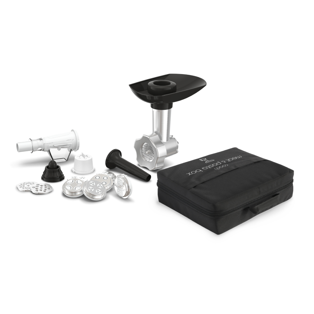Set 5 accesorii Tefal Coach Meat & Pasta XF651038, pentru tocat carnea, preparare de Kebbe si carnati, coulis, paste si biscuiti