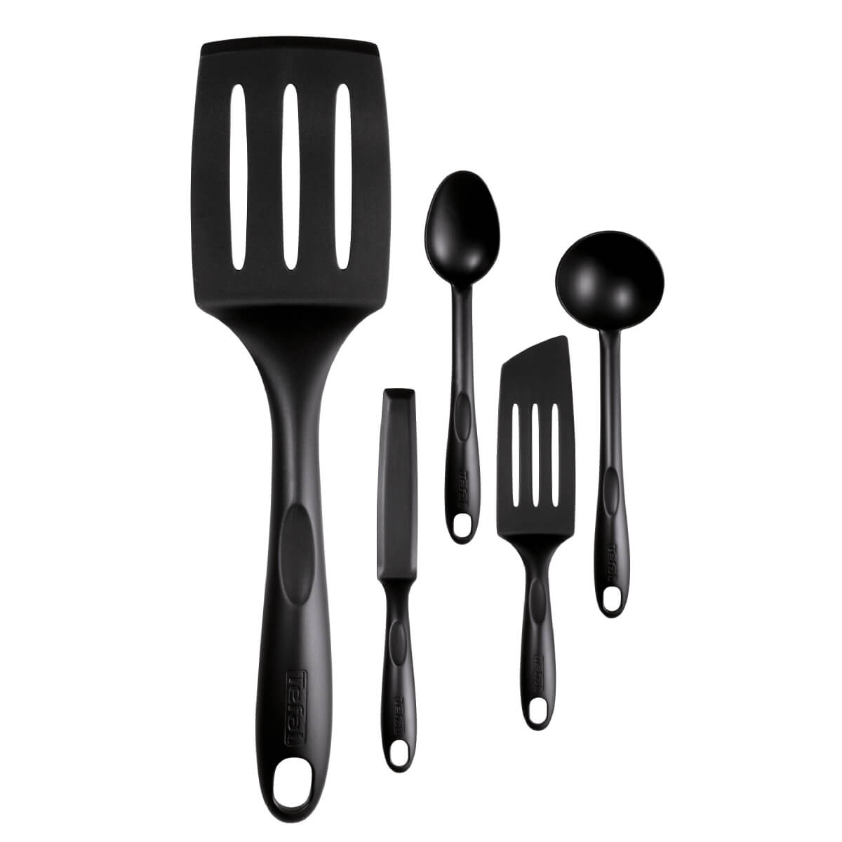 Set de 5 piese Tefal Bienvenue K001A504, rezistent la temperaturi inalte, nylon cu 15% fibra de sticla, negru