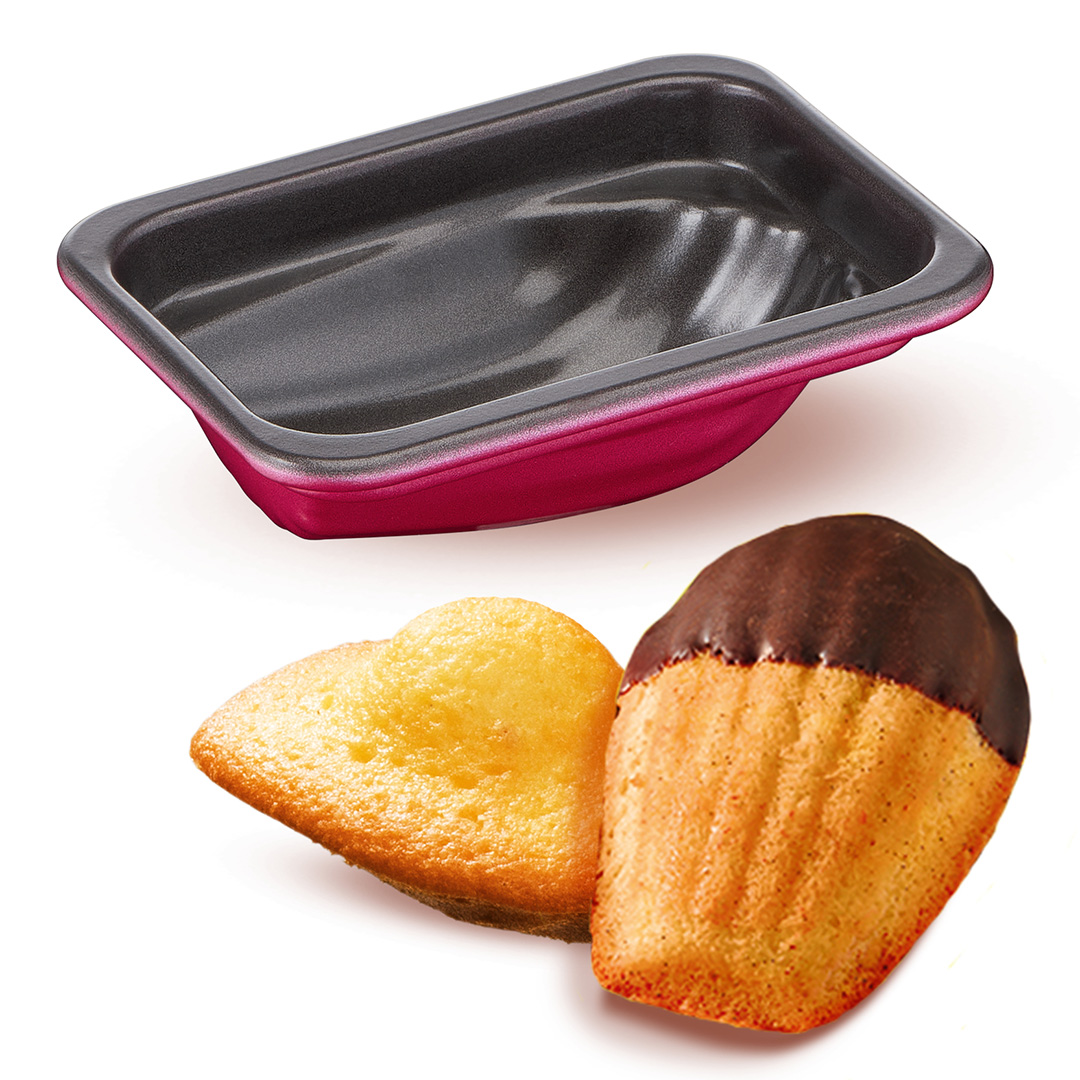 Set 3 forme CreaBake madlene J3079904, invelis antiaderent, aluminiu, 8.3 x 6.5 cm, roz
