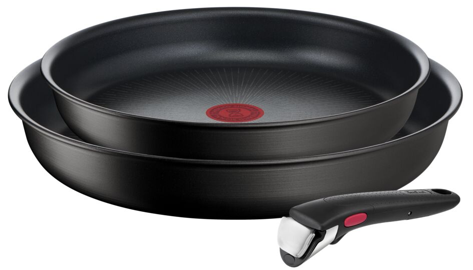 Set 3 piese (tigaie 24/28 + maner) Ingenio Unlimited Tefal L7638942, aluminiu, negru