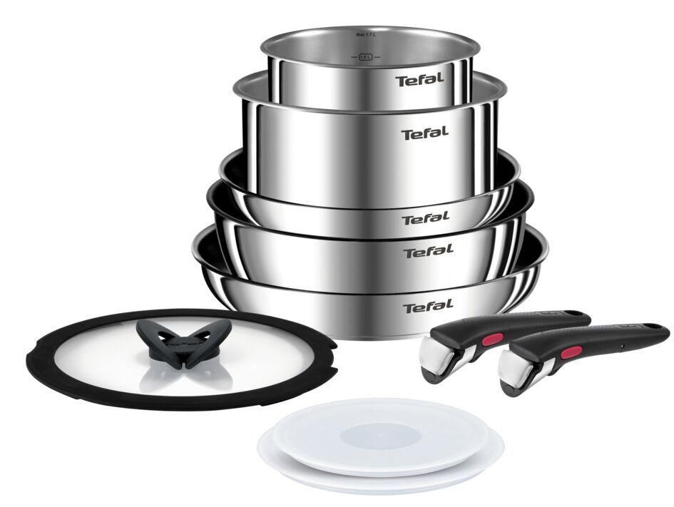 Set de 10 piese Ingenio Emotion L897SA74, (tigaie, cratita, craticioara, 2 capace ermetice, 2 manere detasabile, 1 capac sticla) invelis antiaderen