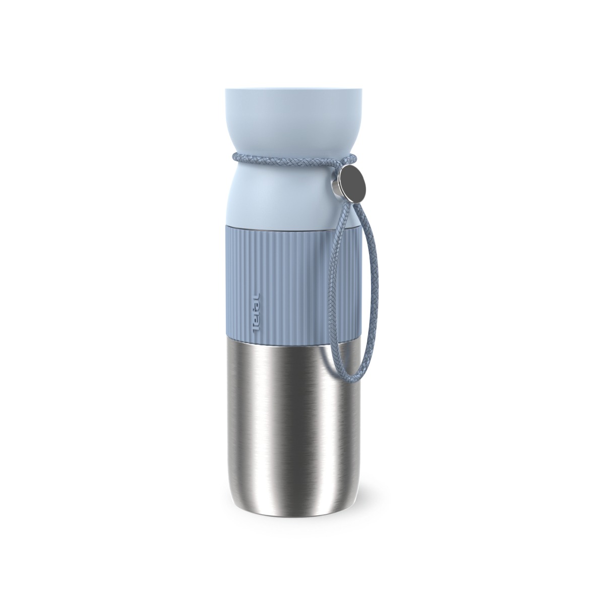 Termos Tefal beYou N2192210, inox, 0.5 L, 100% etans, capac Quick Press, argintiu & albastru