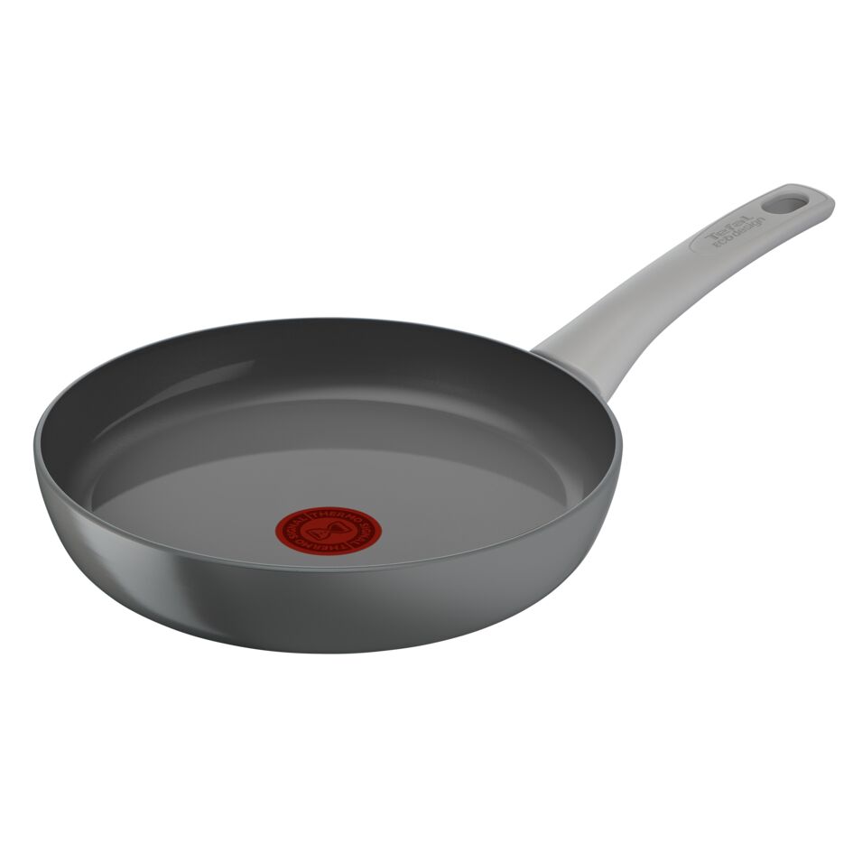 Tigaie 24 cm Tefal Renew On C4270432, 100% aluminiu reciclat, indicator Thermo-Signal, compatibil cu inductia, invelis ceramic, gri