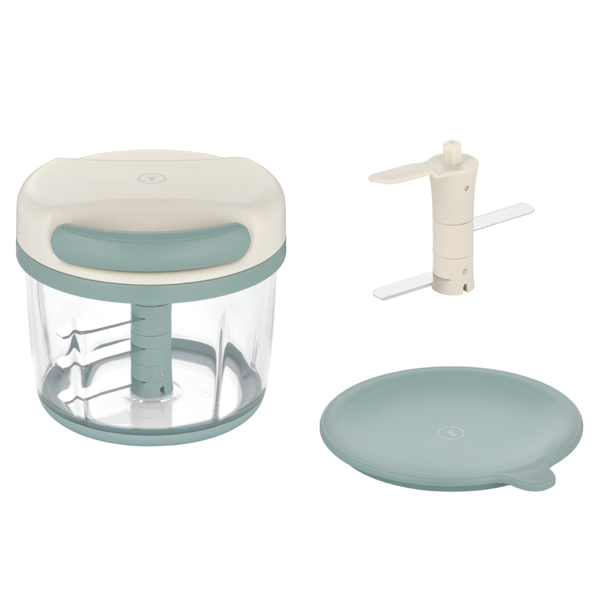 Tocator manual Tefal 5-Second K4339104, 3 lame din inox, lame suplimentare pentru zdrobirea ghetii, mecanism de blocare, baza anti-alunecare, verde