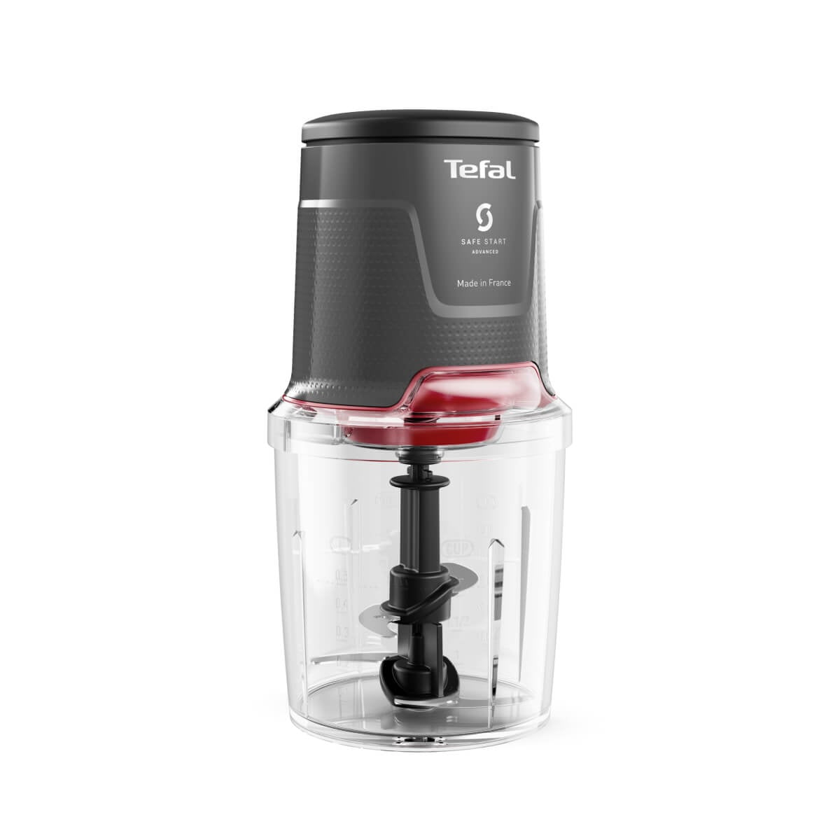 Tocator Tefal Easy Press MQ740HF0, 500W, 4 lame Powelix, recipient de 500 ml, tehnologie Safe Start, gri & rosu