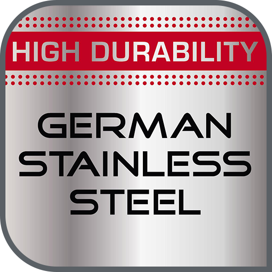 Confecționat din oțel inoxidabil.